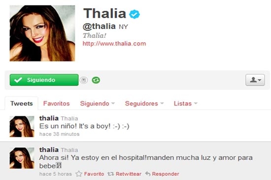 Thalía recibió a su segundo hijo