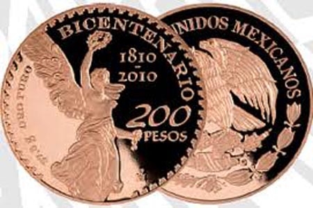 Banxico pone en circulación moneda de oro conmemorativa del Bicentenario