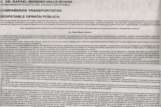 Transportistas vetan a Bernardo Huerta para la SCT y piden que llegue René Meza Cabrera
