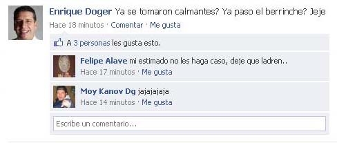 Doger sugiere a Agüera si ya tomó calmantes; esto, a través de Facebook