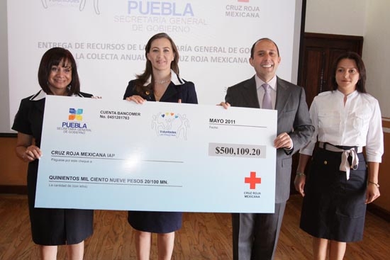 Secretaría General de Gobierno dona medio millón de pesos a la Cruz Roja