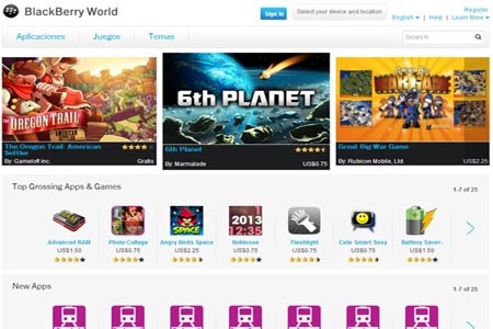 Blackberry estrena tienda de aplicaciones