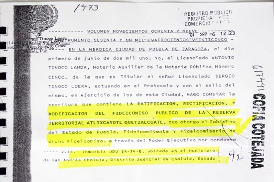 Predio que pelea el TSJ en Atlixcáyotl es del Ejecutivo