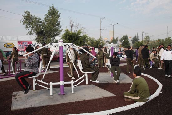 Ayuntamiento de Puebla inauguró gimnasio al aire libre en Hueyotlipan