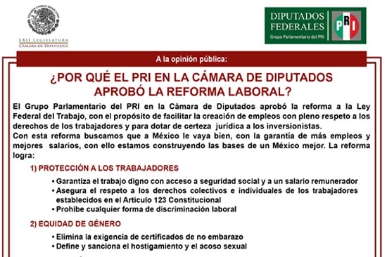 ¿Por qué aprobó el PRI la Reforma Laboral?