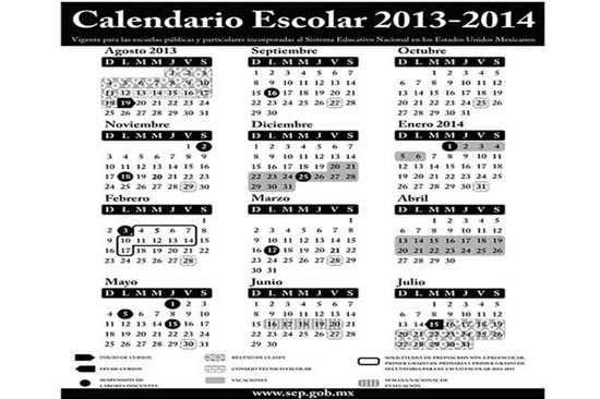 SEP: Calendario escolar 2013-2014