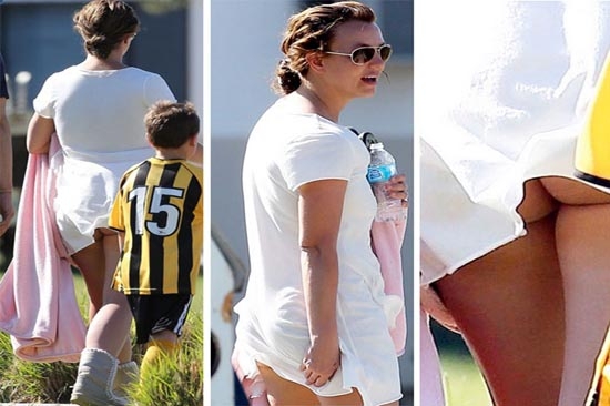 Britney Spears enseñó trasero en partido de futbol