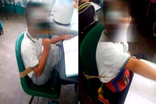 Maestra amarra a estudiantes al pupitre; “lo permite la reforma educativa”, alega