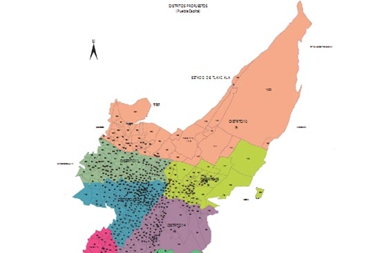 Este es el nuevo mapa distrital de Puebla Capital