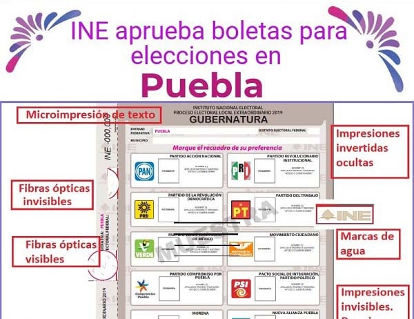 El INE aprueba modelo de boleta electoral para Puebla; sí aparecerá la foto de los candidatos