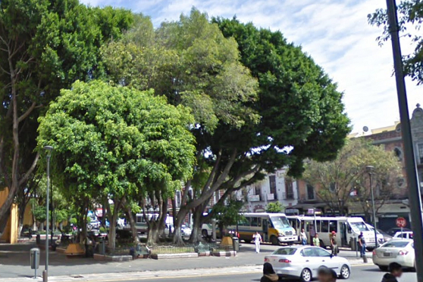 Hallan sin vida a indigente en parque del centro de Puebla