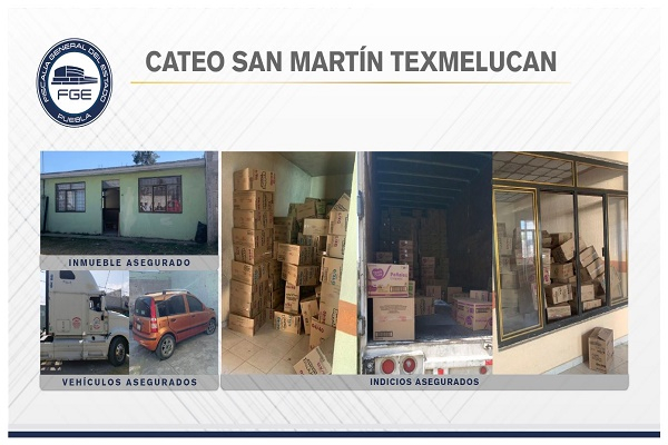 Localizaron tractocamión con cajas de pañales durante cateo a bodega en Texmelucan