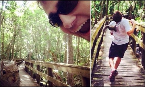 Ardilla atacó a joven por tomar selfie con ella