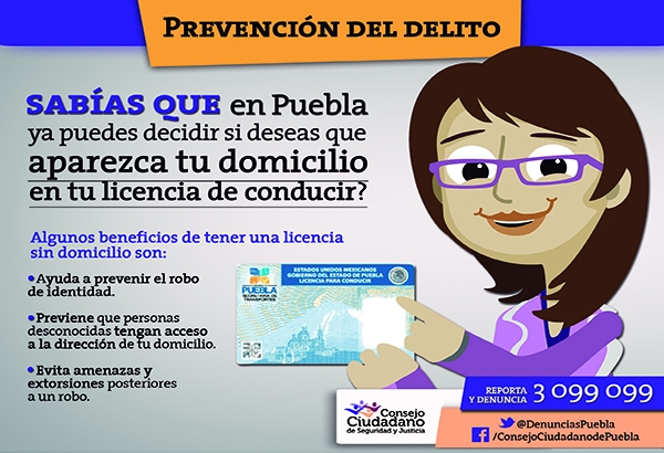 Domicilio ya es opcional en la licencia de conducir en Puebla