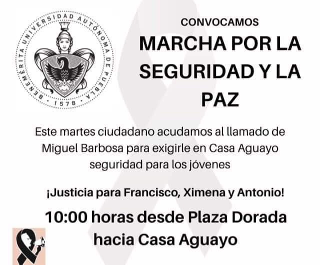 Organizan marcha en condena por homicidio de estudiantes de la BUAP y UPAEP