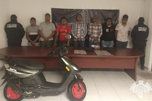 SSP capturó a seis personas con más de 200 dosis de droga en Texmelucan