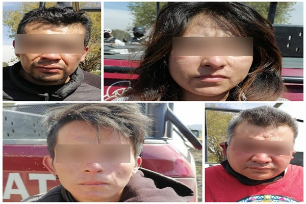 Cuarteto de huachigaseros es asegurado en Texmelucan