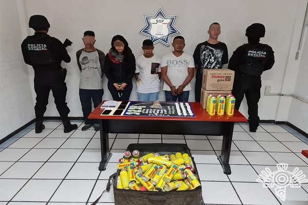 Detienen en Palmar de Bravo a integrantes de “La Unión Tepito” con drogas y latas de gas