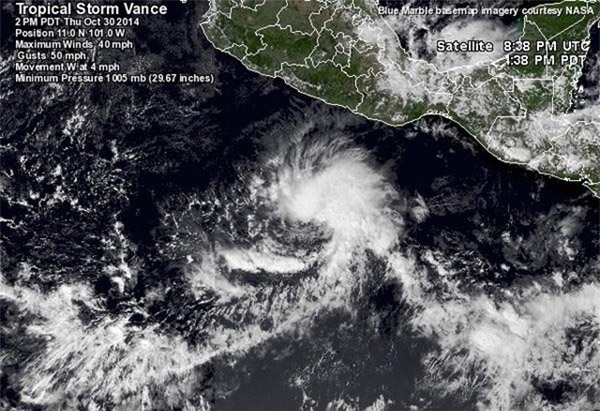 Se forma la tormenta tropical “Vance” frente a Oaxaca y Guerrero