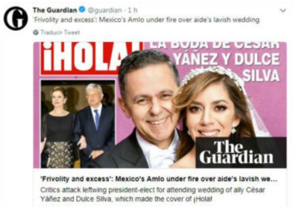 The Guardian critica a AMLO por asistencia a boda “frívola y excesiva”
