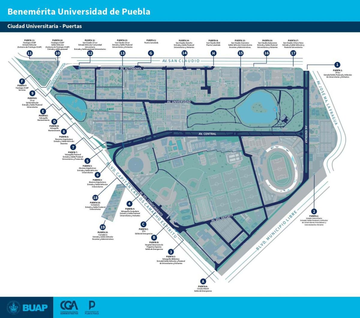 Este es el mapa de CU, sede de vacunación anti COVID-19 en Puebla