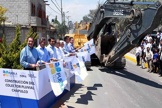 Moreno Valle y Tony Gali inician colector pluvial de Chapulco
