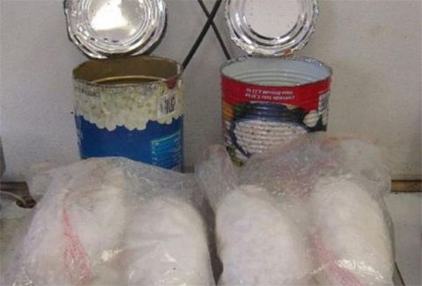 Ocultaban metanfetaminas en latas de comida en EU