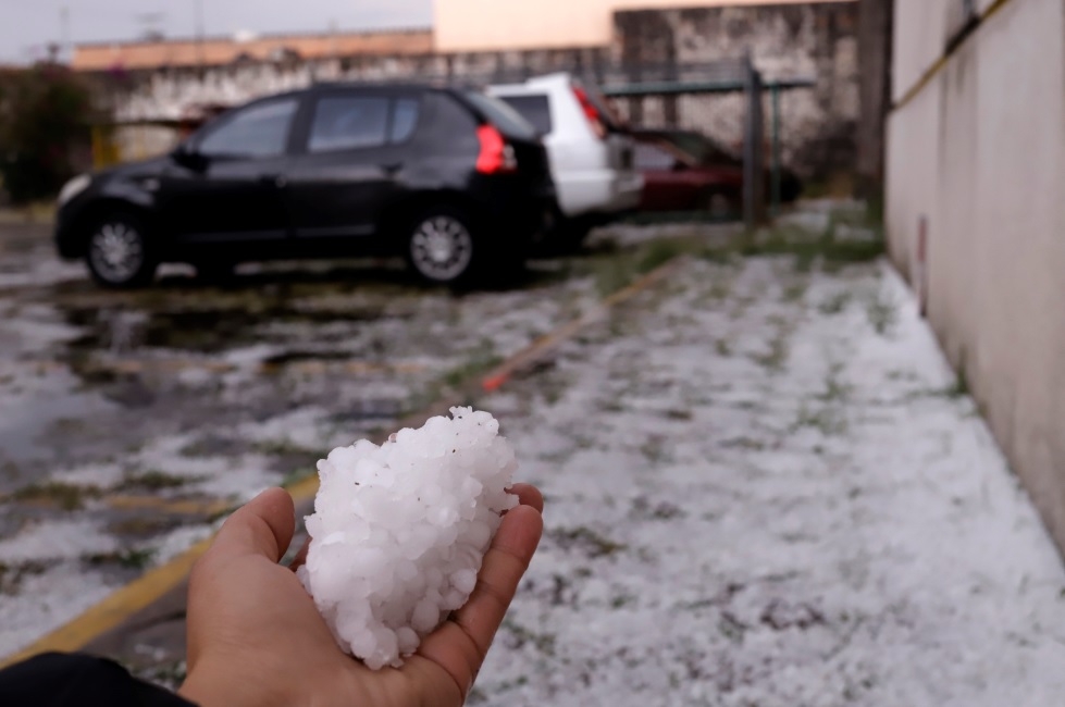 Así fue la primera granizada de 2019 en Puebla