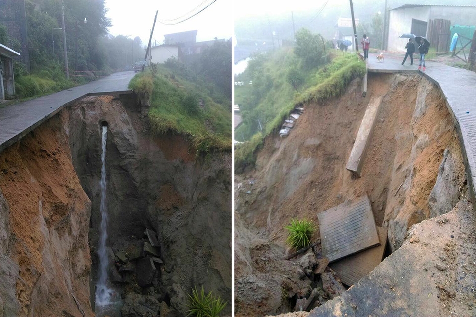 VIDEOS: Se desploma avenida Reforma en Tlatlauquitepec por “Katia”