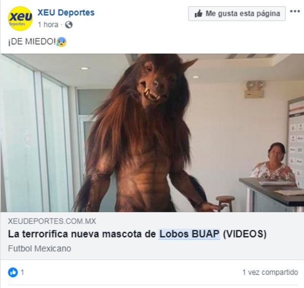 Causa horror y chacoteo “mascota” de Lobos BUAP