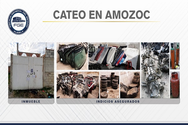 Fiscalía ubica en Amozoc inmueble con más de 190 autopartes y vehículos robados