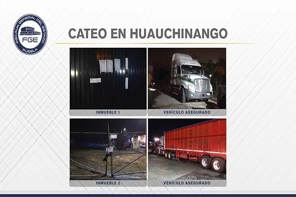 Catean inmuebles en Huauchinango y recuperan un tractocamión