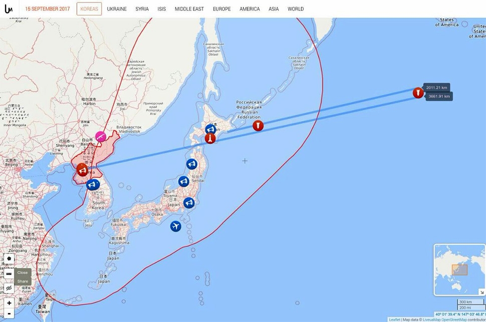 Norcorea lanza otro misil que sobrevuela el norte de Japón