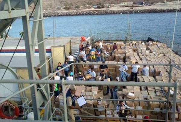 Buque de la Armada llega a BCS con 249 toneladas de víveres