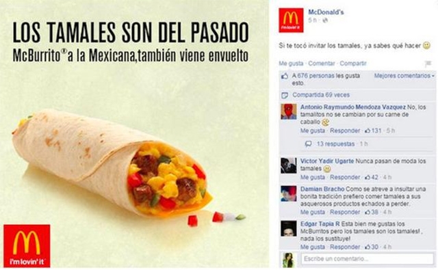 McDonald’s se disculpó por llamar a los tamales “comida del pasado”