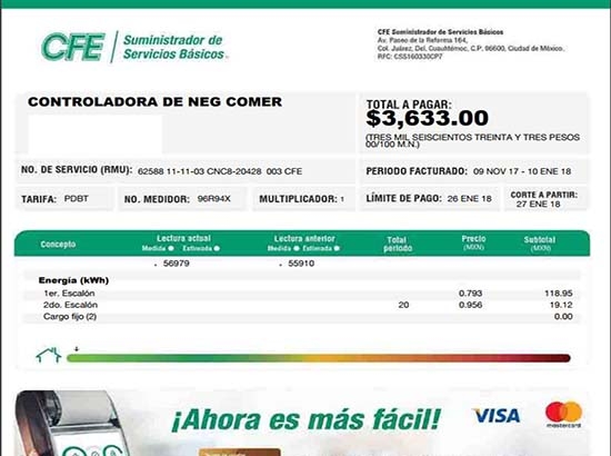CFE realiza cambios al recibo de la luz; conócelos