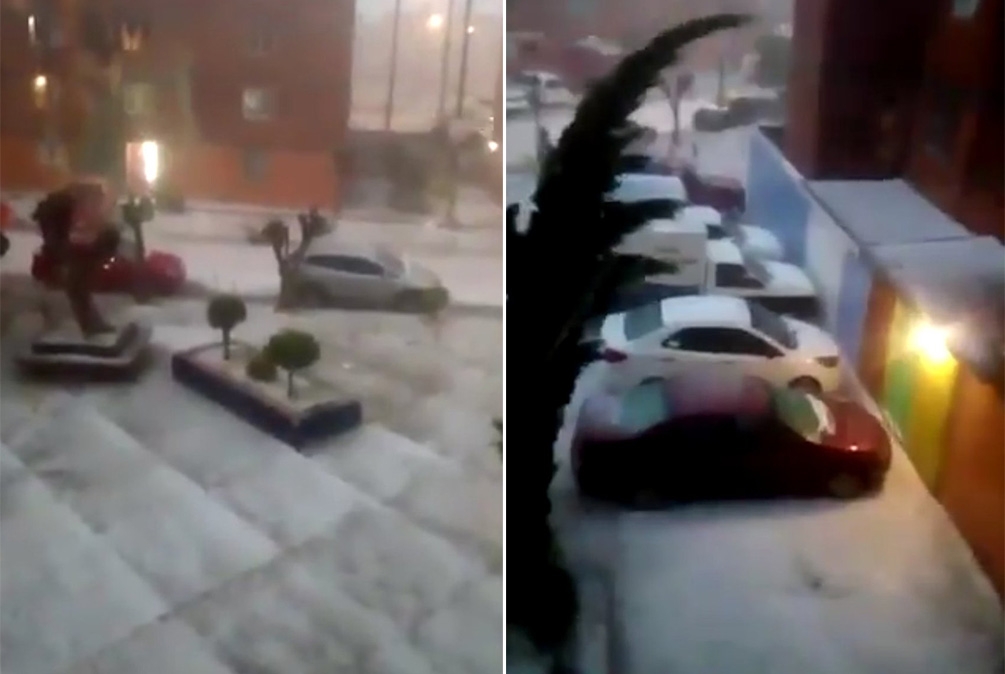 VIDEO: Así se vio la granizada del lunes en las colonias del sur de Puebla