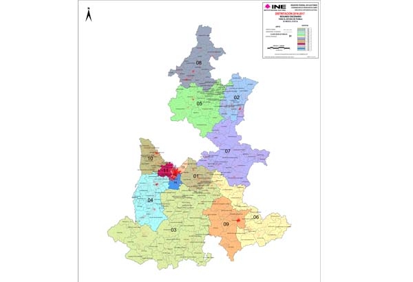 INE: este es el segundo escenario para redistritación 2017 de Puebla