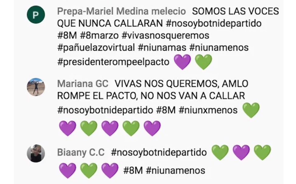 Mujeres toman el chat de la mañanera de AMLO: “Ni una menos”, “nos queremos vivas”…