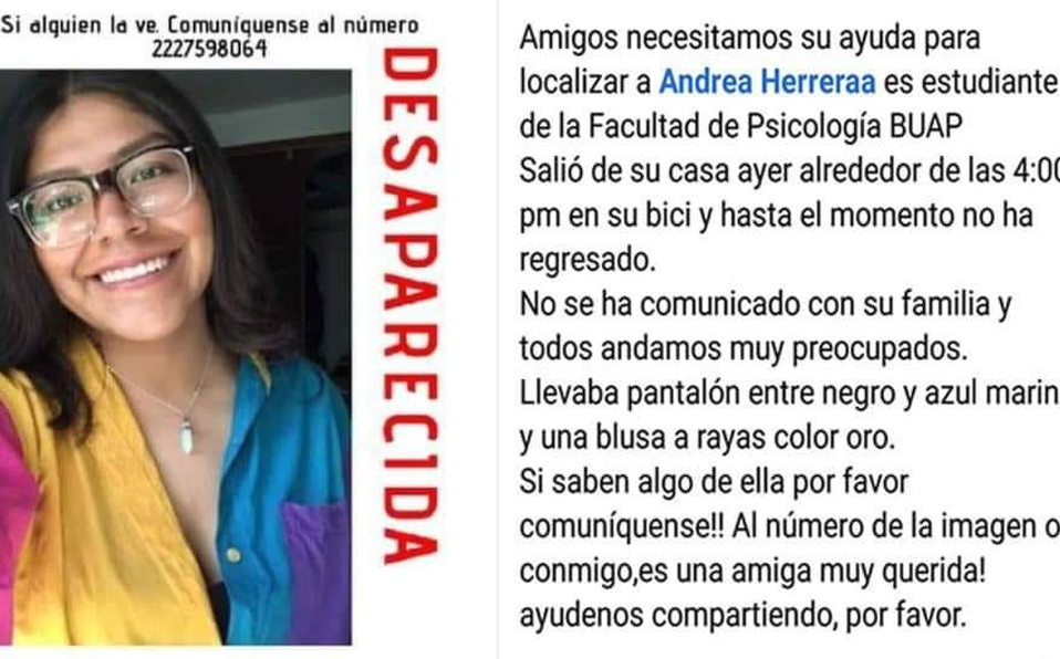Hallan ilesa a una estudiante de psicología de la BUAP