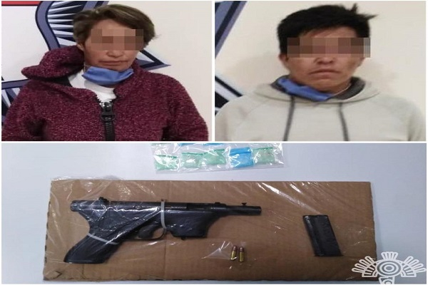 Sujetos con droga y arma de fuego fueron detenidos en Puebla