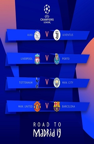 Barcelona-Manchester United y Real Madrid-Ajax, en cuartos de la Champions