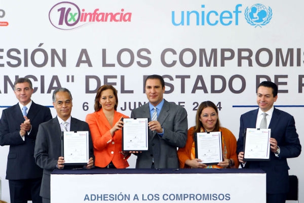 Puebla firma convenio “10 X infancia” con Unicef