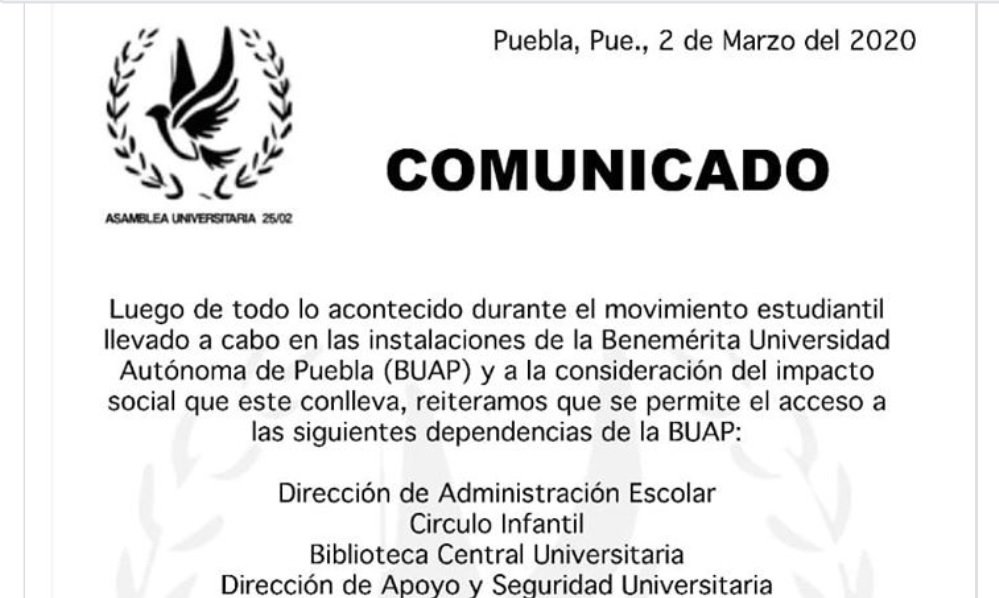 Estudiantes en paro permitirán acceso a servicios prioritarios de la BUAP