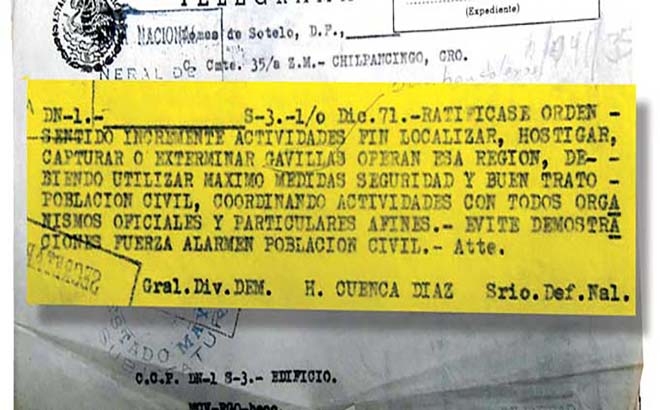 Sedena ordenó exterminio de guerrilleros en 1971
