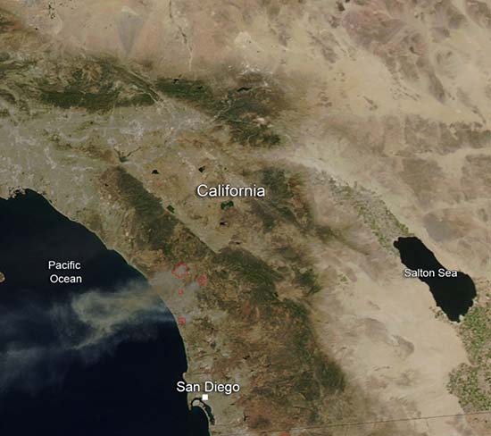 La NASA muestra imagen satelital de incendios en San Diego