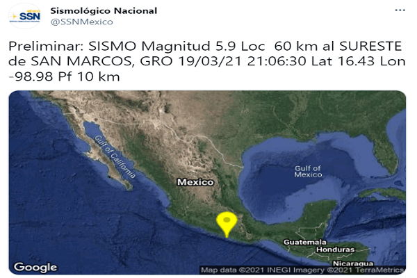 Sismo de 5.9 en Guerrero, poco perceptible en Puebla