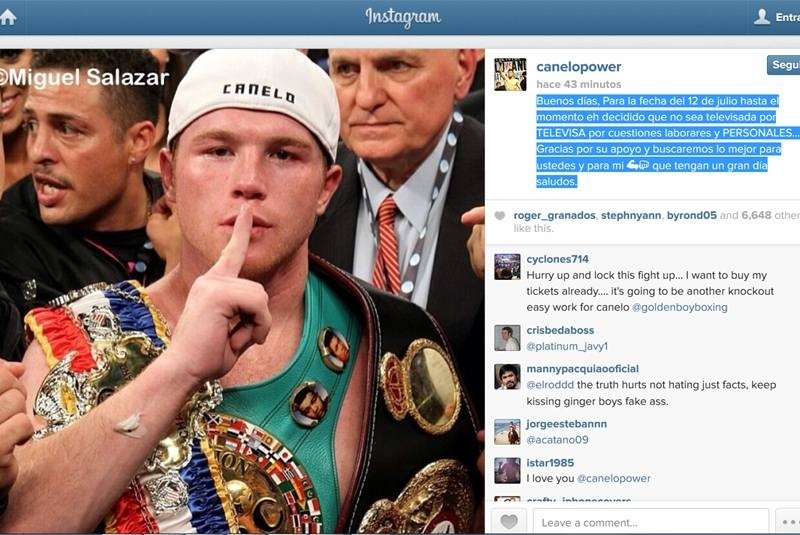 Canelo Álvarez rompe con Televisa, no pasarán más sus peleas