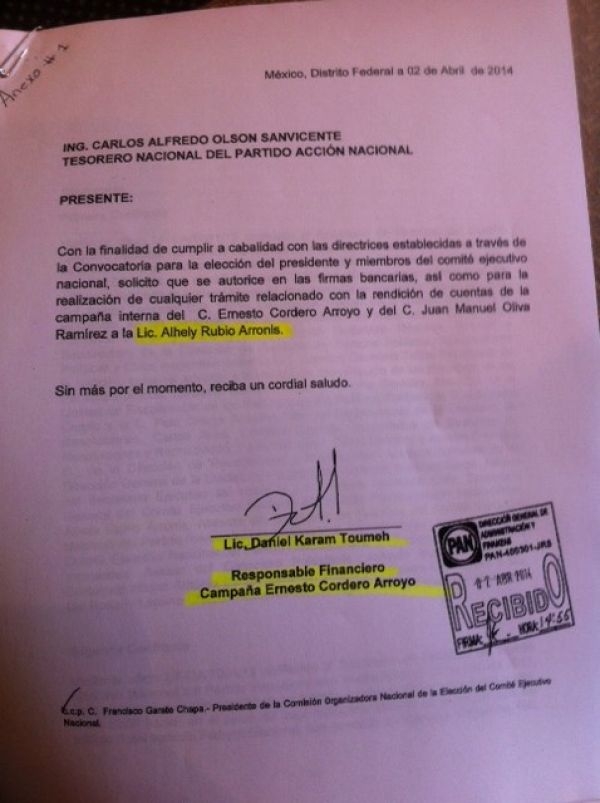 Operadora financiera del PRI ayuda a Cordero, denuncian seguidores de Madero