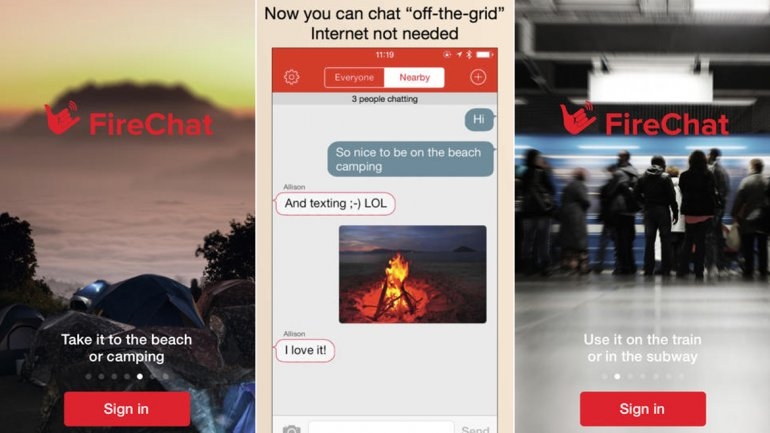 FireChat te permite intercambiar información sin conexión a internet